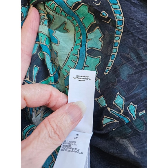 NWT Lucky Brand Sheer Boho Paisley Peasant Top, Size XS - Picture 9 of 12